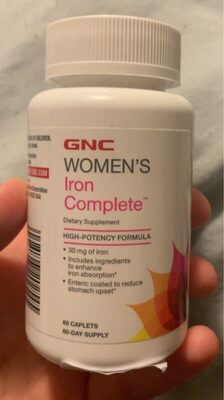 GNC Women's Iron Complete source label used in the packaging illustration