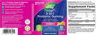 Nature's Way Women's 3-in-1 Probiotic Gummy Orange Flavored product packaging