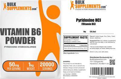 BulkSupplements.com Vitamin B6 Powder 50 mg product packaging