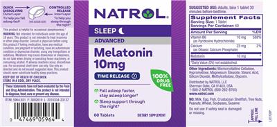 Natrol Melatonin Advanced 10 mg Time Release product packaging