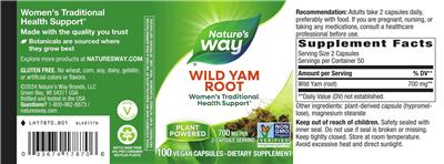 Nature's Way Wild Yam Root 700 mg product packaging