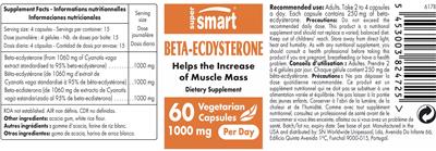 SuperSmart Beta-Ecdysterone 1000 mg source label used in the packaging illustration