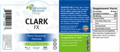 Mountain Meadow Herbs Clark FX source label used in the packaging illustration