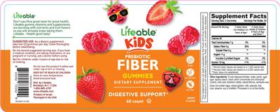 Lifeable Kids Prebiotic Fiber Gummies Berry Flavor product packaging