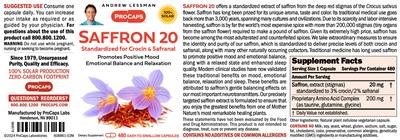 ProCaps Saffron 20 product packaging
