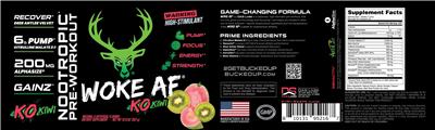 DAS Labs Woke AF Nootropic Pre-Workout KO Kiwi source label used in the packaging illustration