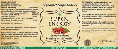 Signature Supplements Super Energy product packaging