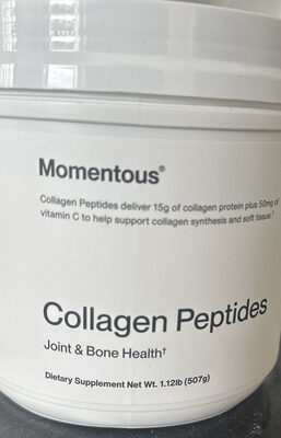 Momentous Collagen Peptides source label used in the packaging illustration