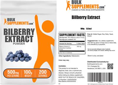 BulkSupplements.com Bilberry Extract Powder 500 mg product packaging