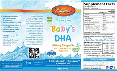 Carlson Baby's DHA source label used in the packaging illustration