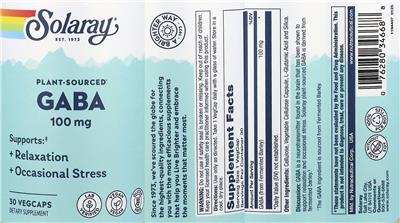 Solaray GABA Plant-Sourced 100 mg product packaging