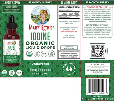 Mary Ruth's Organic Iodine Liquid Drops Unflavored source label used in the packaging illustration