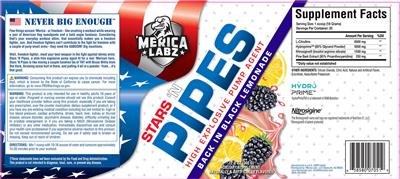 Merica Labz Stars 'N Pipes Back in Black Lemonade source label used in the packaging illustration