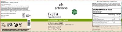 Arbonne FeelFit Watermelon Kiwi Flavor source label used in the packaging illustration