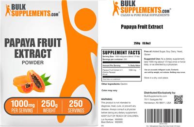 BulkSupplements.com Papaya Fruit Extract Powder 1000 mg product packaging