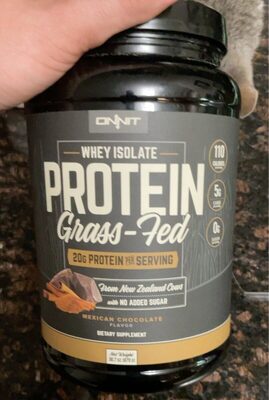 Onnit Grass-Fed Whey Isolate Protein Mexican Chocolate Flavor source label used in the packaging illustration