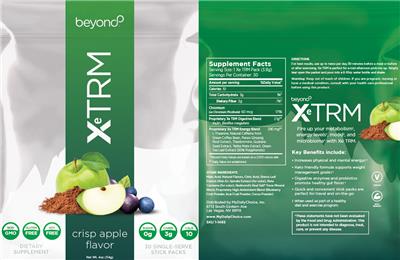 Beyond XeTRM Crisp Apple Flavor source label used in the packaging illustration