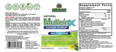 Nature's Answer Natural Mullein-X Cough Syrup source label used in the packaging illustration