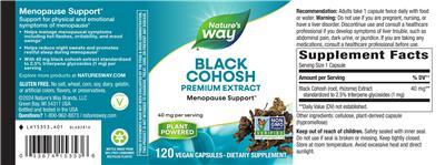 Nature's Way Black Cohosh 40 mg product packaging