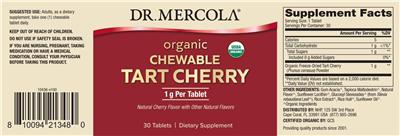 Dr. Mercola Organic Chewable Tart Cherry 1g Natural Cherry Flavor product packaging