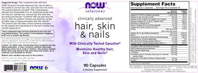 NOW Solutions Clinically Advanced Hair Skin & Nails source label used in the packaging illustration