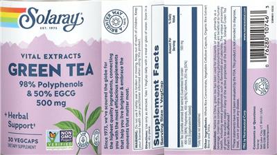 Solaray Green Tea 500 mg product packaging