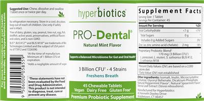 Hyperbiotics PRO-Dental Natural Mint Flavor source label used in the packaging illustration