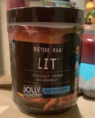 GNC Beyond Raw LIT Jolly Rancher Blue Raspberry source label used in the packaging illustration