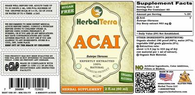 Herbal Terra Acai Sugar Free source label used in the packaging illustration