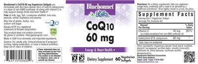 Bluebonnet CoQ10 60 mg source label used in the packaging illustration