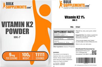 BulkSupplements.com Vitamin K2 Powder 9 mg product packaging