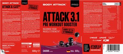 Body Attack Attack 3.1 Cassis Flavour source label used in the packaging illustration