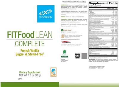 XYMOGEN FITFood Lean Complete French Vanilla Sugar- & Stevia-Free source label used in the packaging illustration