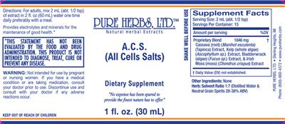 Pure Herbs A.C.S. (All Cells Salts) source label used in the packaging illustration