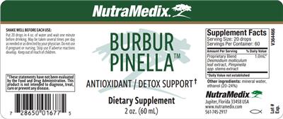 NutraMedix Burbur Pinella source label used in the packaging illustration