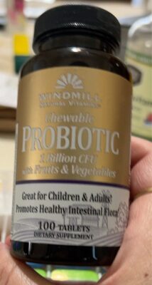 Windmill Chewable Probiotic source label used in the packaging illustration