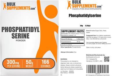 BulkSupplements.com Phosphatidylserine Powder 300 mg source label used in the packaging illustration