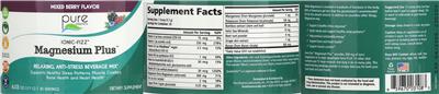 Pure Essence Ionic-Fizz Magnesium Plus Mixed Berry Flavor source label used in the packaging illustration