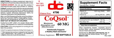 DC CoQsol 60 mg source label used in the packaging illustration