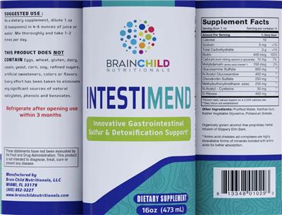 Brainchild Nutritionals Intestimend source label used in the packaging illustration
