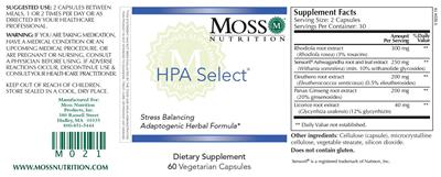 Moss Nutrition HPA Select source label used in the packaging illustration