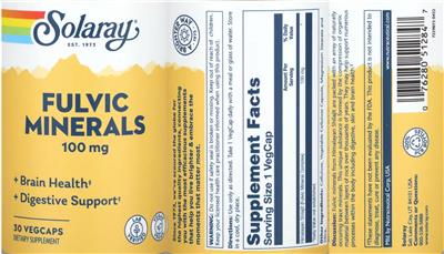 Solaray Fulvic Minerals 100 mg product packaging