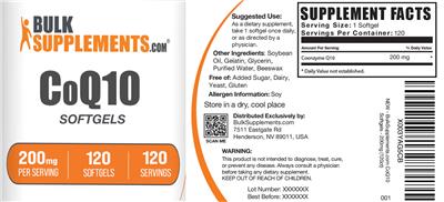 BulkSupplements.com CoQ10 Softgels 200 mg product packaging