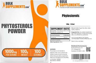 BulkSupplements.com Phytosterols Powder 1000 mg source label used in the packaging illustration