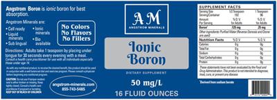 AM Angstrom Minerals Ionic Boron source label used in the packaging illustration