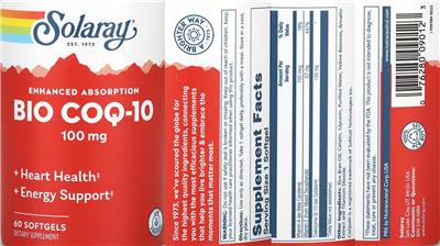 Solaray Bio CoQ-10 100 mg Enhanced Absorption product packaging