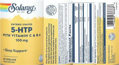 Solaray Enteric Coated 5-HTP 100 mg with Vitamin C & B-6 product packaging