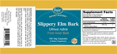 Baar Nature's Blessing Slippery Elm Bark source label used in the packaging illustration