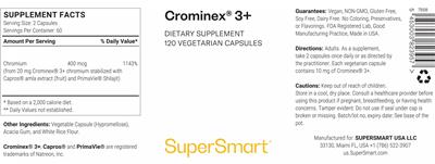 SuperSmart Crominex 3+ source label used in the packaging illustration