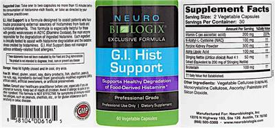 Neurobiologix G.I. Hist Support product packaging